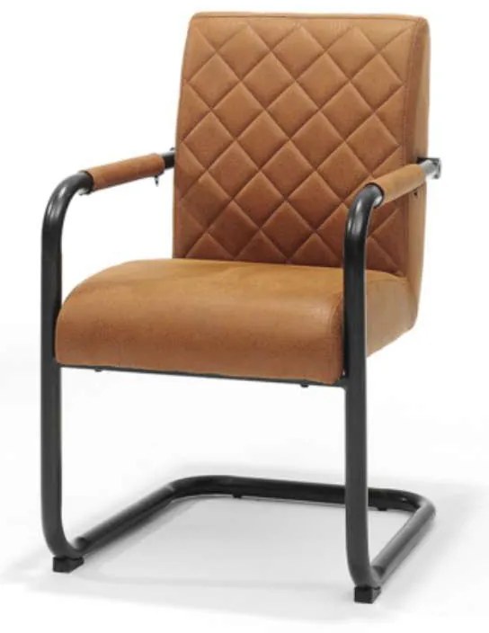 Eetkamerstoel - Monaco - stof Maya lederlook cognac