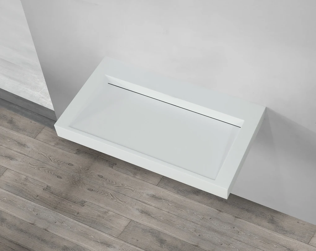 Saniclear Hoya solid surface wastafel 80x45,5cm zonder kraangat mat wit