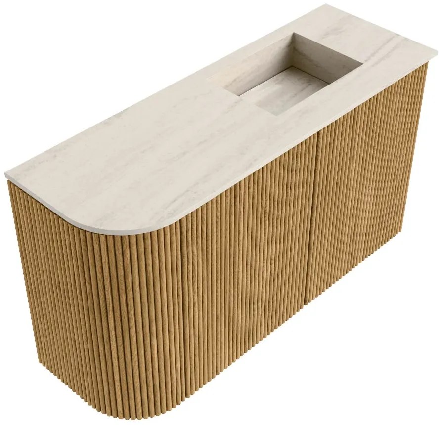 Mondiaz Joya DLux 70cm toiletmeubel ronding links oak met wastafel faye rechts 1 kraangat meli