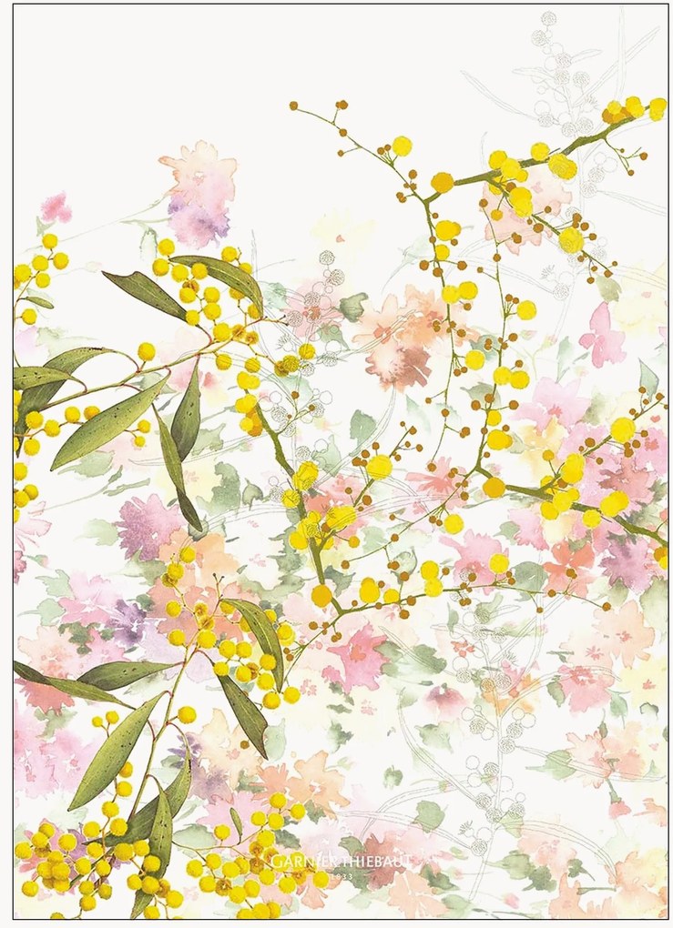 Katoenen theedoeken Mimosa's, 4-delig