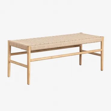 120 Cm Bank Van Eikenhout En Gevlochten Touw Mara Natuurlijk Hout - Sklum