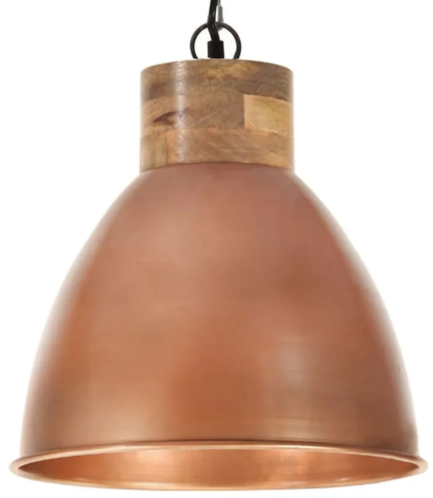 vidaXL Hanglamp industrieel E27 46 cm ijzer en massief hout koperkleur
