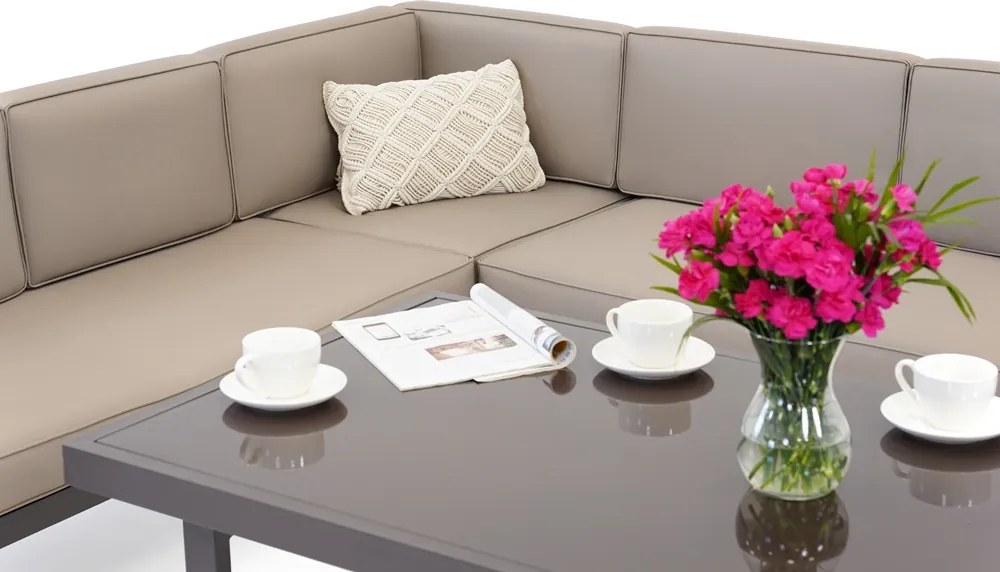 Grote hoekbank voor 6 personen met tafel Porto Comida 6 bruin Garden Point