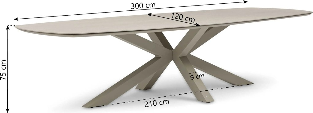 Tuinset 8 personen 300 cm Rope Zand/Beige Santika Furniture Santika