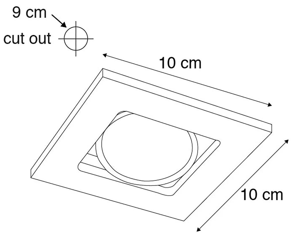 Set van 6 Moderne inbouwspots zwart verstelbaar - Qure Design, Modern GU10 vierkant Binnenverlichting Lamp
