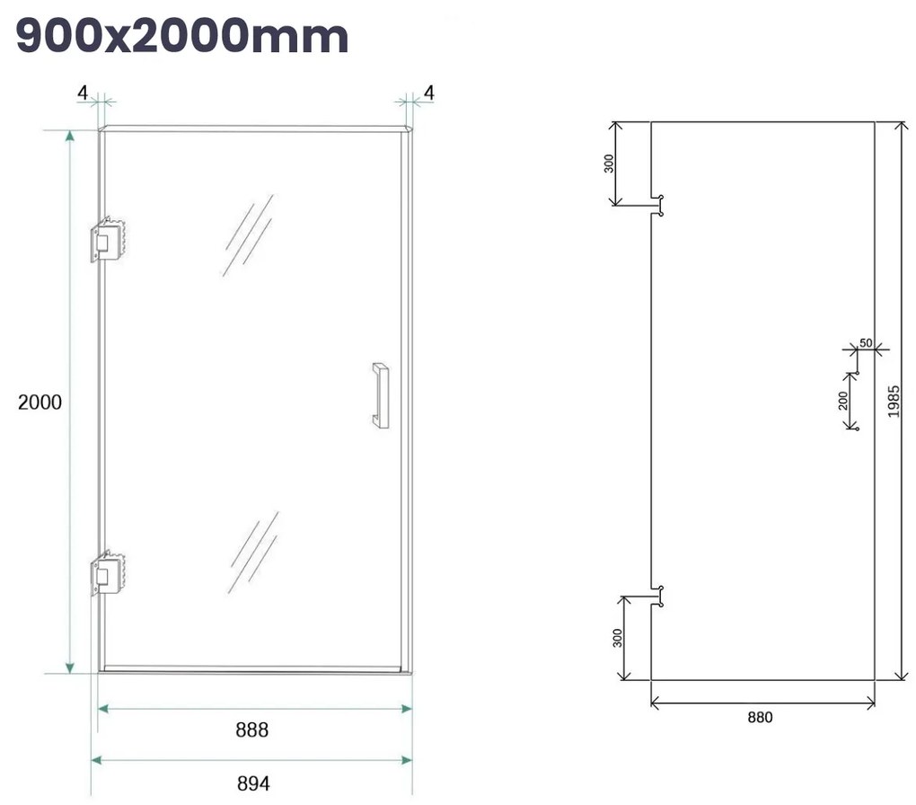 Saniclear Modern Brass profielloze douchedeur 90x200 geborsteld messing - mat goud