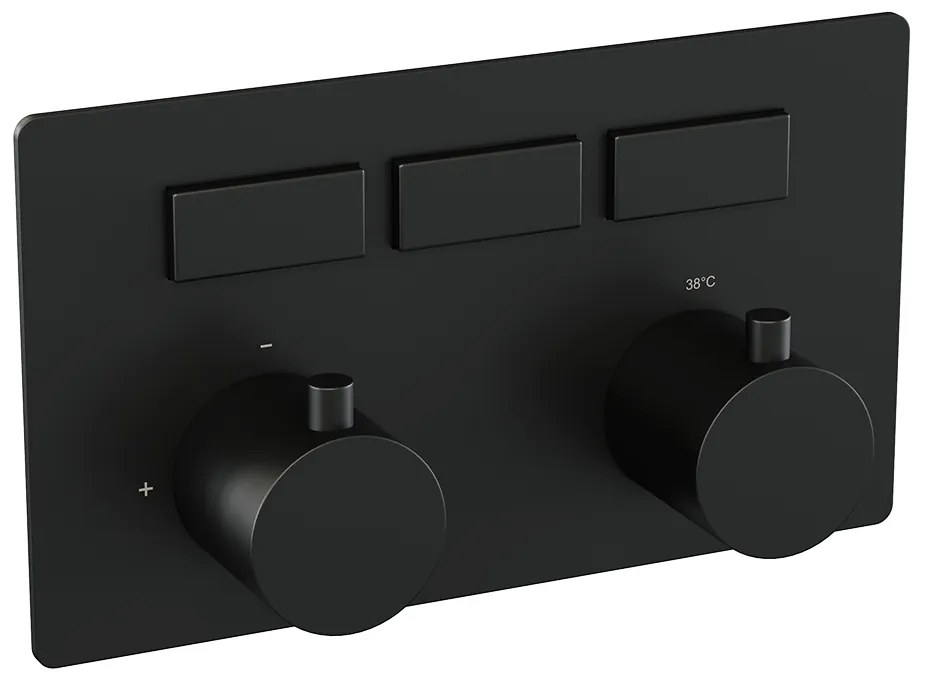 Brauer Black Edition 3-weg inbouwthermostaat met drukknoppen zwart mat