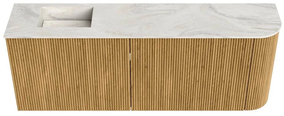 Mondiaz Joya DLux 110cm toiletmeubel ronding rechts oak met wastafel faye links zonder kraangat ostra