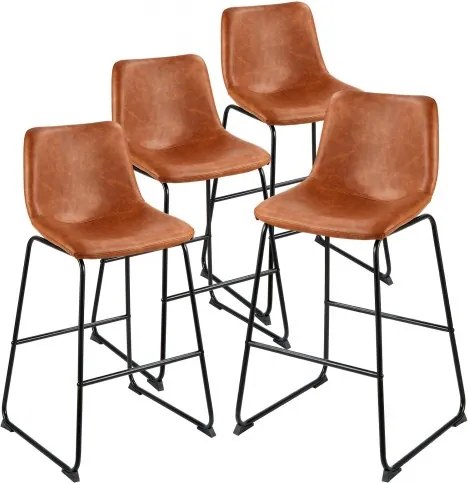 VEVOR Barkrukken Set van 4 (945 mm hoog) Keukenstoelen PU-leren barkrukken met rugleuning en metalen frame, bistrostoel (draagvermogen 149,7 kg) Keuken Eetkamer Keuken Eiland Bar, Bruin