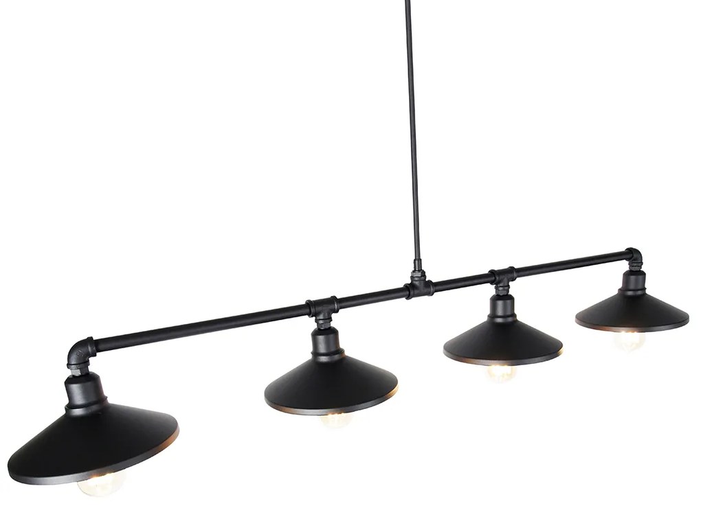 Eettafel / Eetkamer Smart hanglamp met dimmer zwart 4-lichts incl. Wifi ST64 - Laser Landelijk, Klassiek / Antiek, Landelijk / Rustiek, Industriele / Industrie / Industrial E27 rond Binnenverlichting Lamp