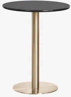 Ronde Bartafel Van Natuurlijk Steen Xiren Ø60 Cm & Marmer Nero Marquina & Geborsteld Goud - Sklum