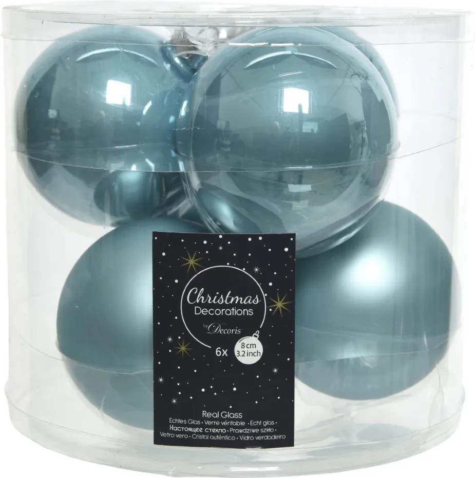 Kerstballen glas emaille-mat dia 8 cm arctic blauw