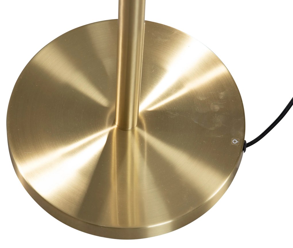 Vloerlamp messing met velours lampenkap blad dessin met gouden binnenkant 50/50/25 - Simplo Klassiek / Antiek E27 rond Binnenverlichting Lamp