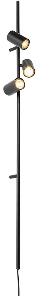Wandlamp zwart met voetschakelaar 3-lichts - Jeana Luxe Modern GU10 Binnenverlichting Lamp