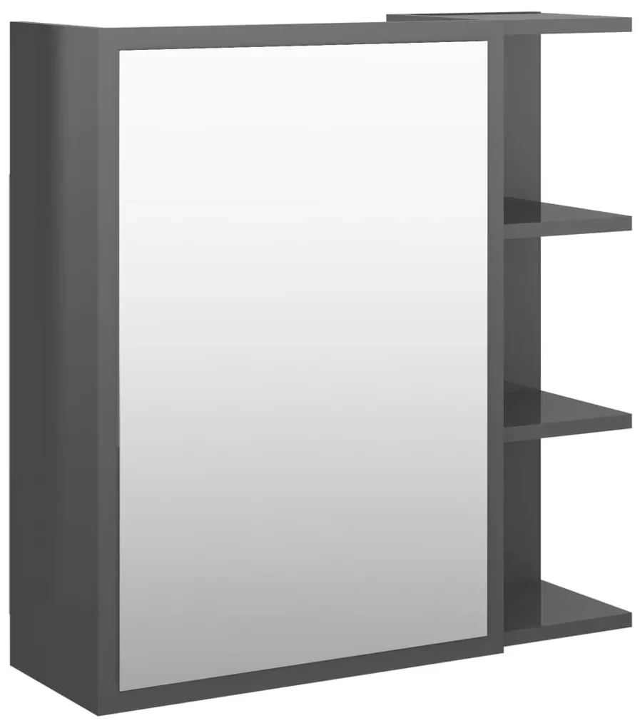 vidaXL Badkamerspiegelkast 62,5x20,5x64 cm spaanplaat hoogglans grijs