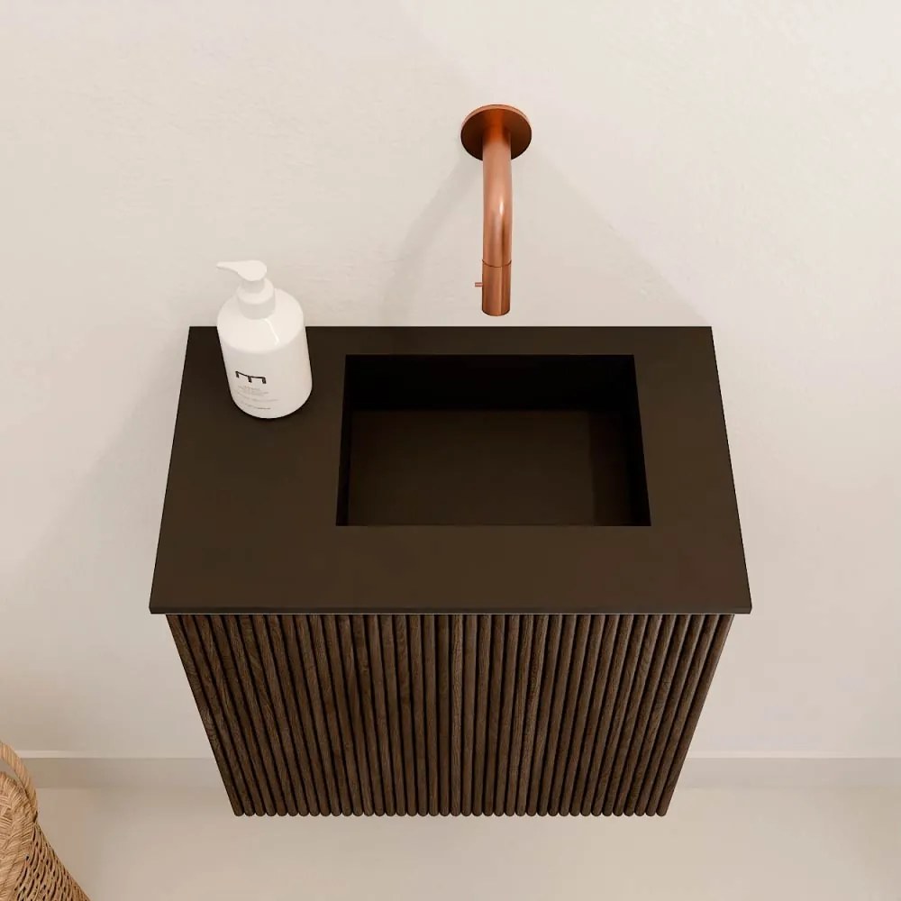 Mondiaz Joya 40cm toiletmeubel walnut met wastafel faye rechts zonder kraangat urban