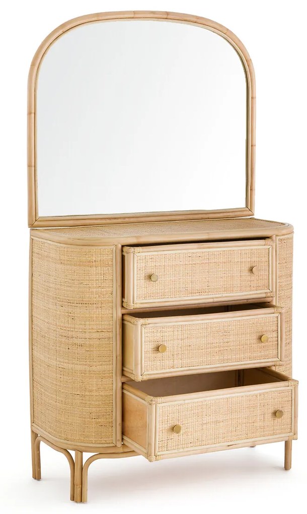 Rotan commode met geïntegreerde spiegel, Ladara