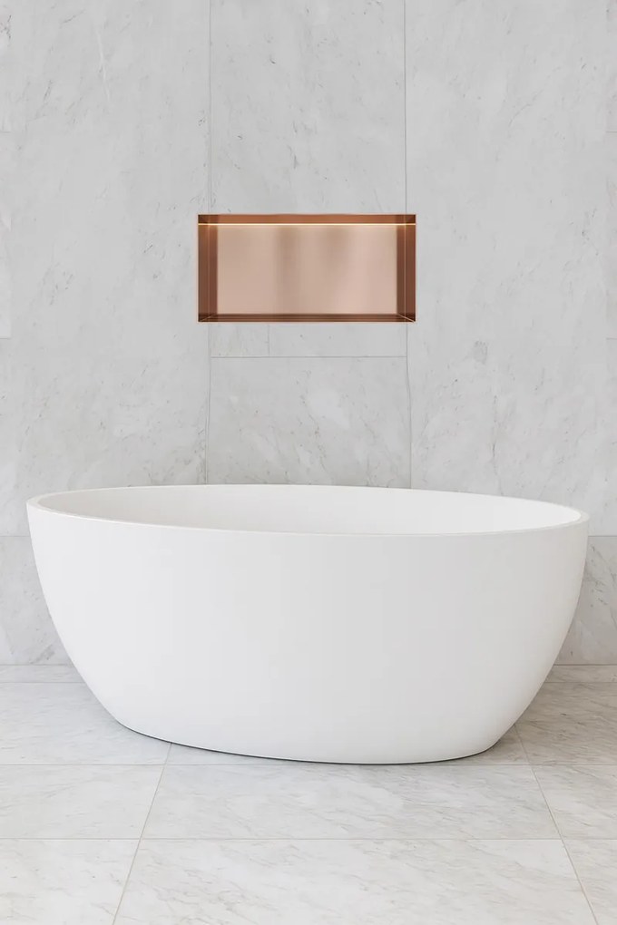 Hotbath &More frameless inbouwnis met verlichting 30x60x10cm geborsteld koper PVD