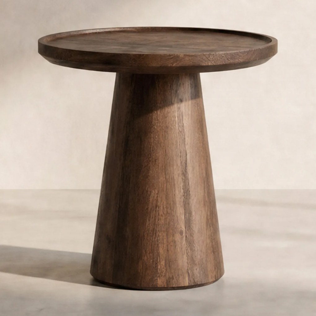 Ronde Bijzettafel Mangohout - 45 X 45cm.