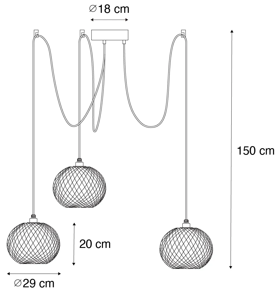 Oosterse buiten hanglamp bamboe 3-lichts IP44 - RafaelOosters E27 IP44 Buitenverlichting rond
