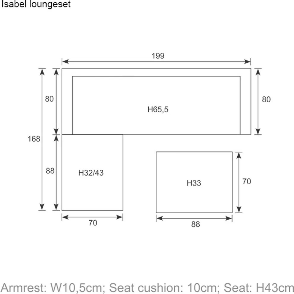 Garden Impressions Isabel loungeset 3-delig - donker grijs