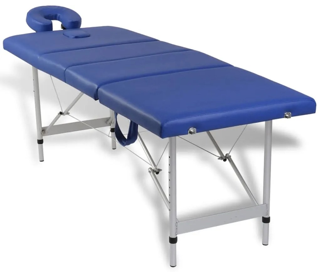 vidaXL Massagetafel inklapbaar met aluminium frame (vier delen / blauw)