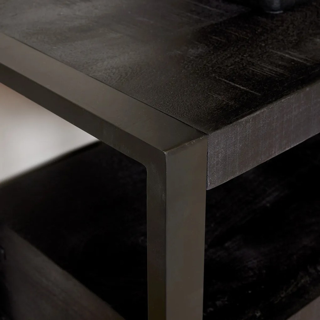 Starfurn Boaz Black Tv-meubel Van Zwart Mangohout 220 Cm - 226x51x66cm.