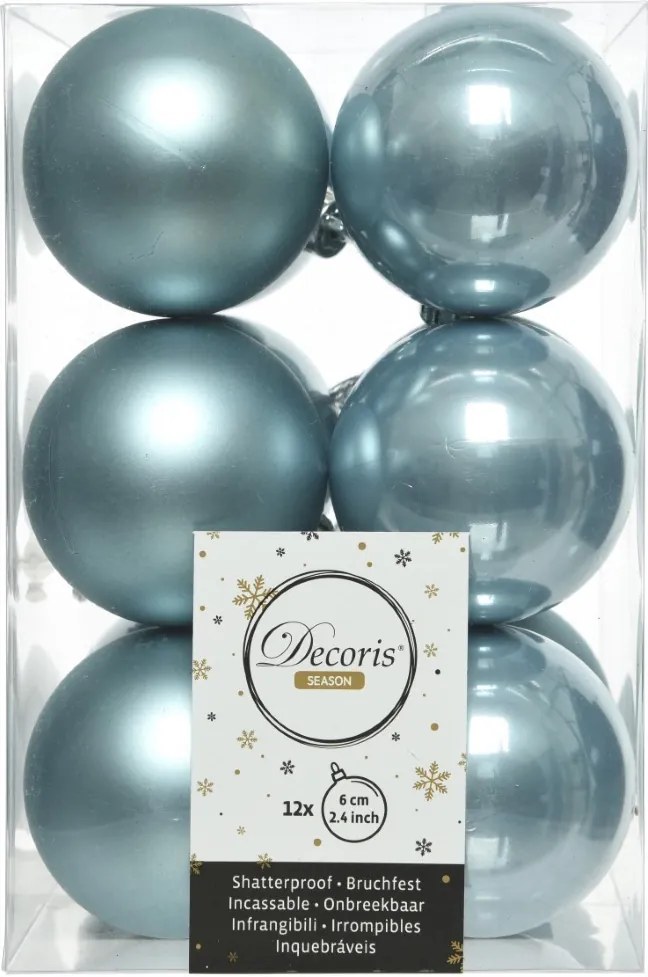 Kerstballen plastic glans-mat dia 6 cm arctic blauw