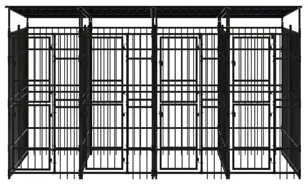 vidaXL Hondenkennel met dak 7,37 m² staal