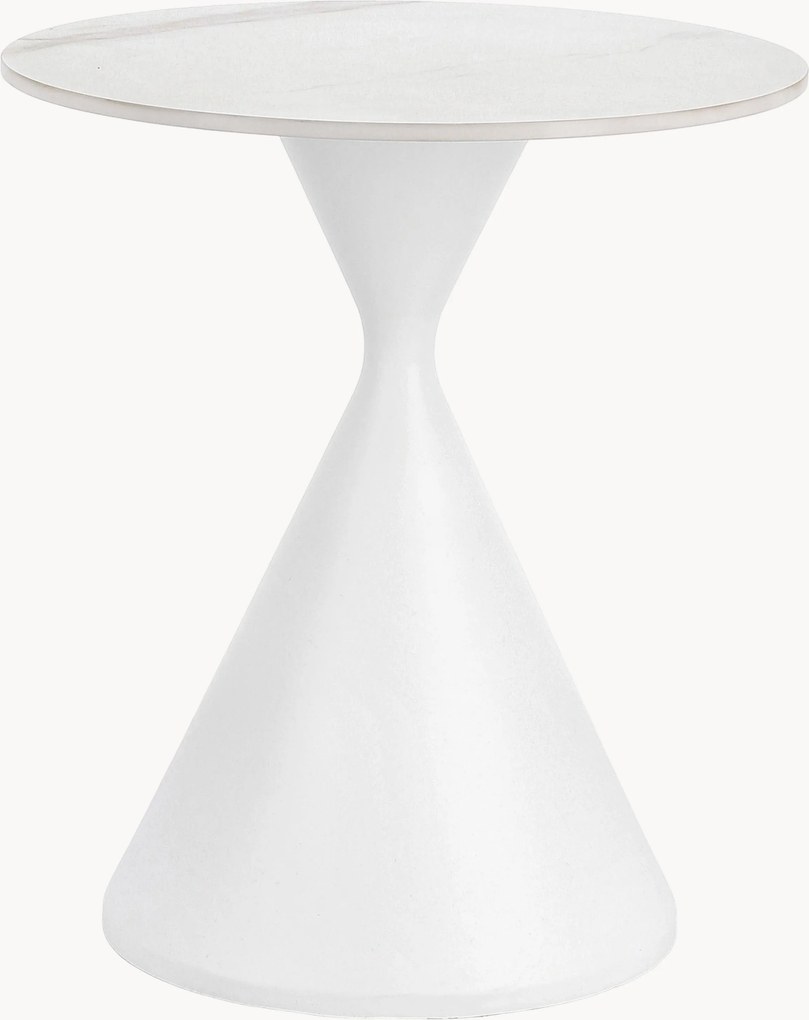 Ronde metalen bijzettafel Joona met marmerlook tafelblad