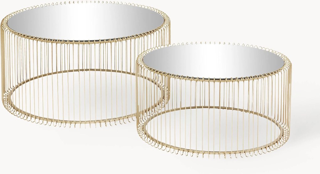 Salontafels Wire met glazen tafelblad, set van 2