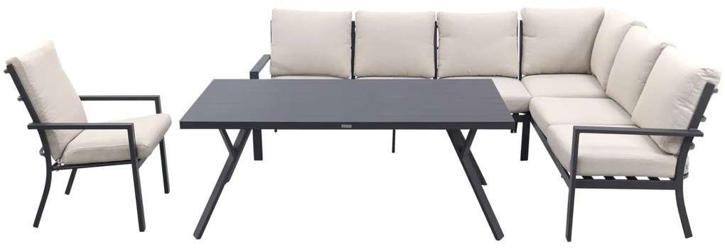Sergio lounge dining set met stoel - Carbon/Desert - 3-delig rechts