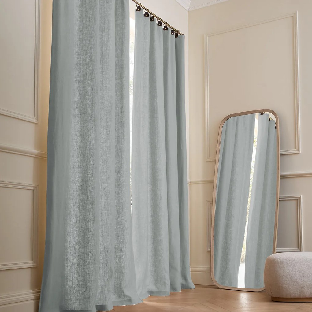 Gordijn in gewassen gevoerd linnen met ringen, Private