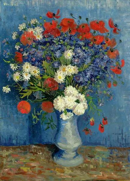 Gogh, Vincent van - Kunstdruk Still Life: Vase with Cornflowers and Poppies, 1887, (30 x 40 cm)