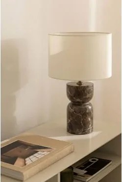 Diniz Tafellamp Van Natuursteen Wit Ø30 Cm - ↑20 Cm Arlina & Bruin Emperador Marmer - Sklum