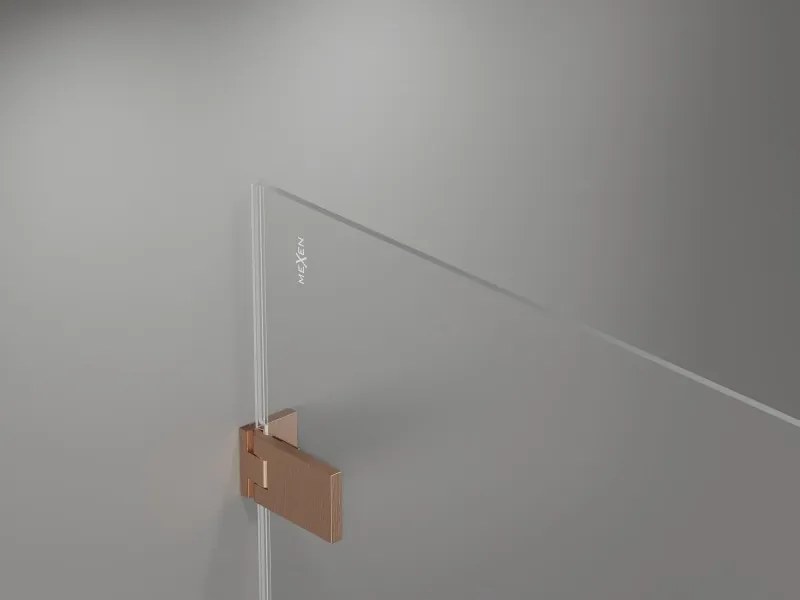 Mexen Lunar-F Duo vouwbare douchecabine 100 x 80 cm, transparant, geborsteld koper - 836-100L-080P-65-00
