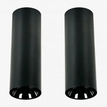 Pack Van 2 Ronde Led-opbouwplafondlampen Ø7,2 Cm Voor Buiten In Aluminium Luisiana Warm Wit 2700k & Zwart & 8 W & 38º - Sklum