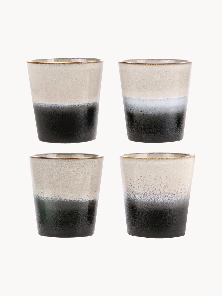 Handgemaakte mokken Reactive Glaze 70's, 4-delig