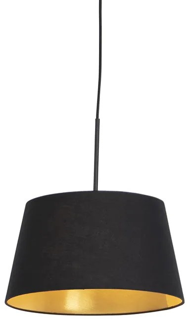 Hanglamp met katoenen kap zwart met goud 32 cm - Combi
