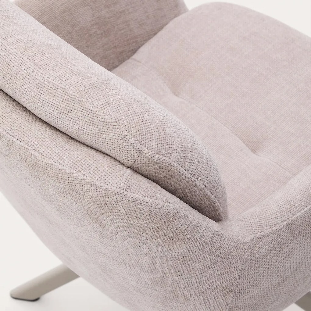 Kave Home Lexa Draaibare Eetkamerstoel Beige Chenille