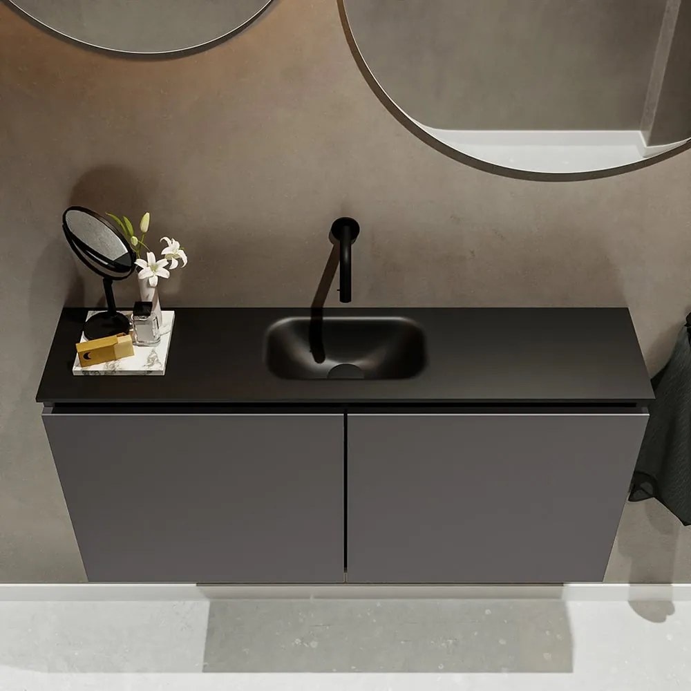 Mondiaz Ture 100cm toiletmeubel dark grey met wastafel urban midden geen kraangat