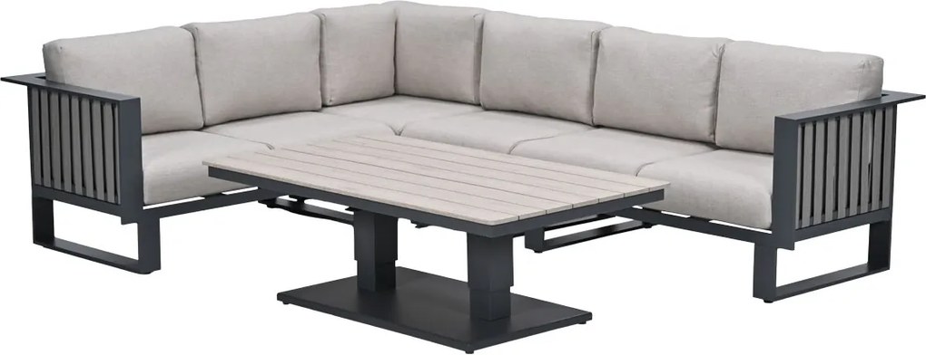 Garden Impressions Gabon - Brugge lounge dining set 5-delig - donker grijs