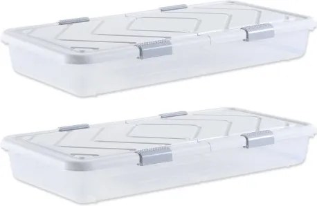 VEVOR Opbergbox voor onder het bed, 2 stuks, oprolbaar (101 x 51 x 15 cm), opbergbox voor onder het bed met deksel en grijze sluiting, opbergbox voor kleding, schoenen, dekens, slaapkamer