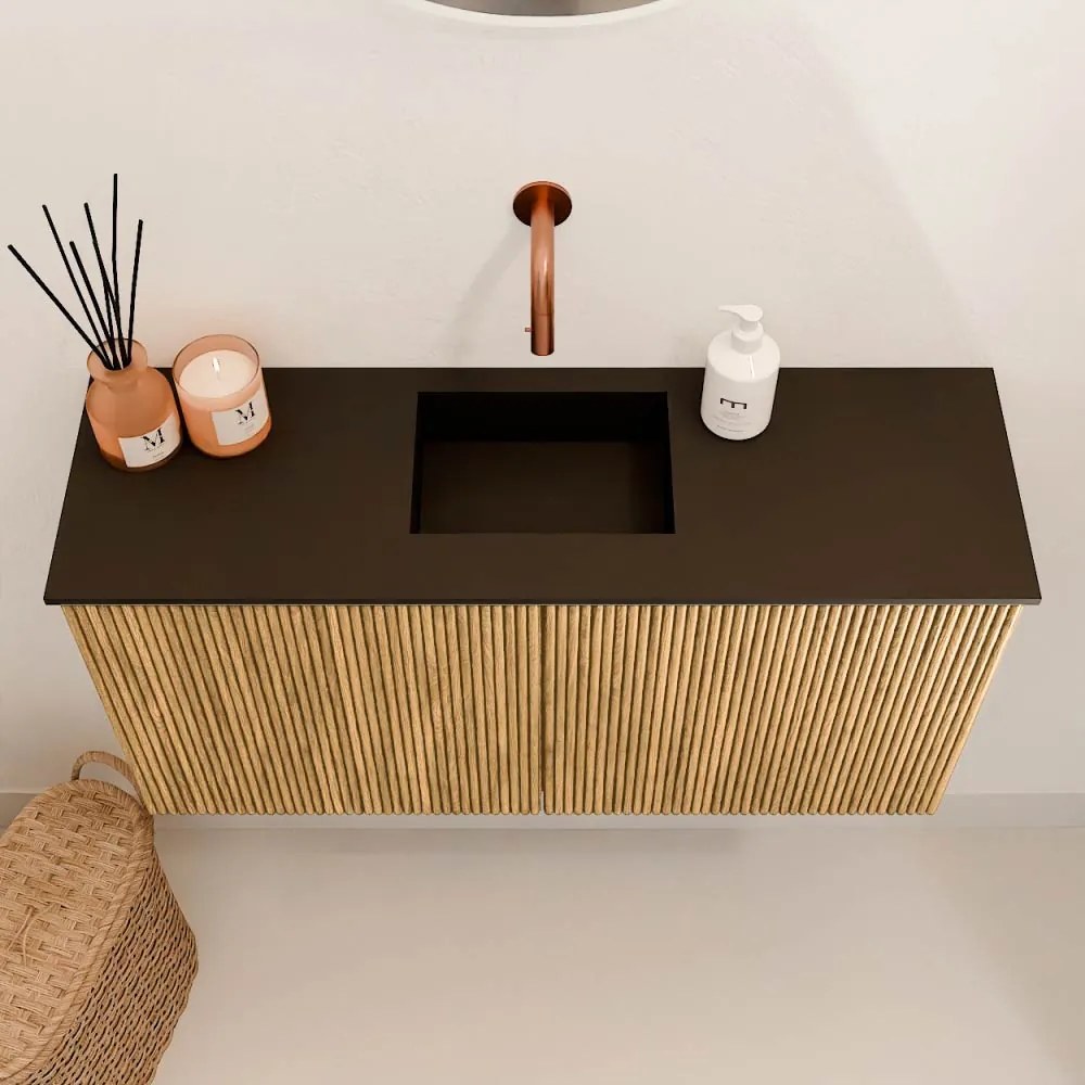 Mondiaz Joya 80cm toiletmeubel oak met wastafel faye midden zonder kraangat urban