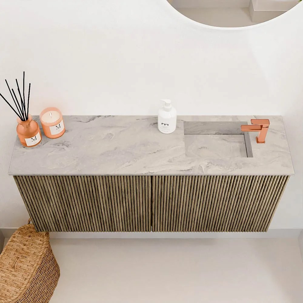 Mondiaz Joya DLux 90cm toiletmeubel dusk met wastafel faye rechts 1 kraangat glace
