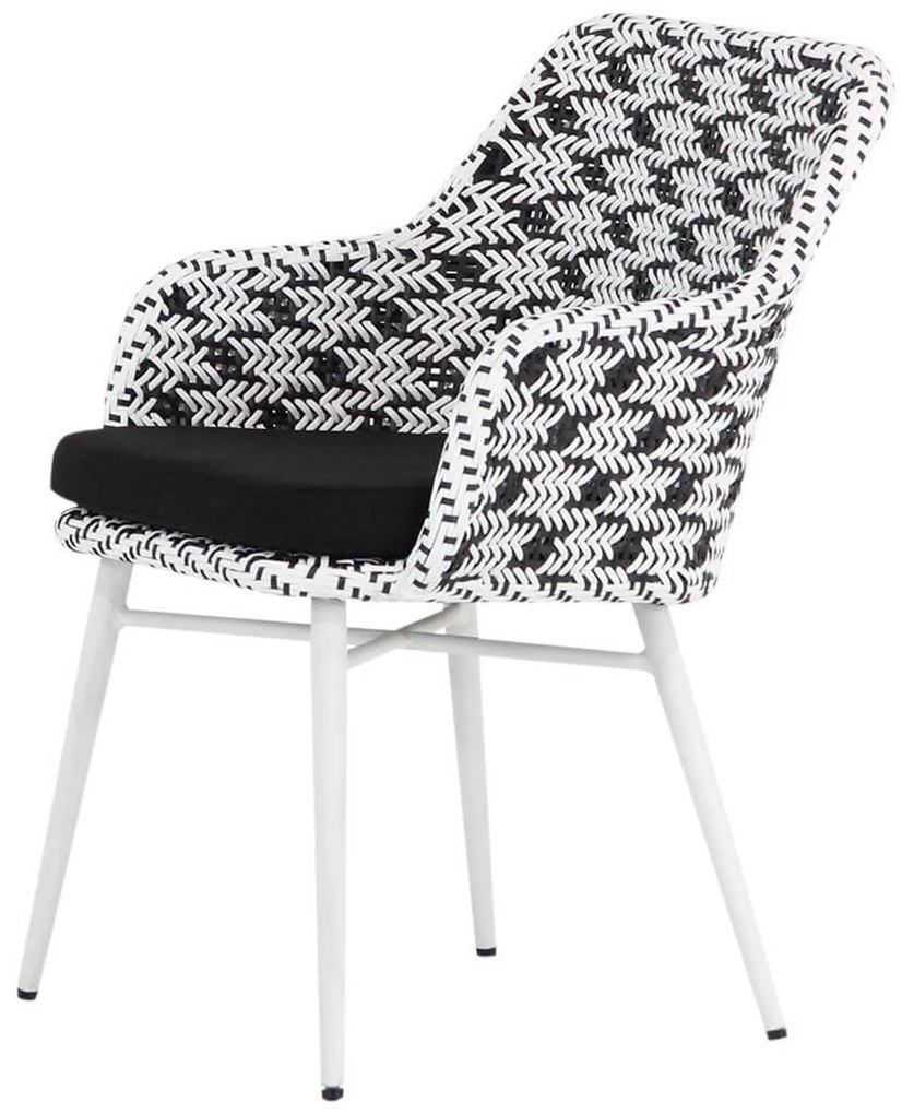 Tuinstoel Wicker Zwart-wit Lifestyle Garden Furniture Crossway met wit onderstel