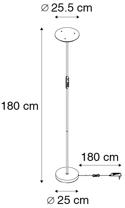 Vloerlamp met dimmer zwart incl. LED met afstandsbediening - Bumu Design Binnenverlichting Lamp