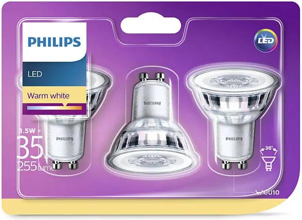 Philips CorePro LEDspot 3,5-35W GU10 36D Warm Wit 3-Pack