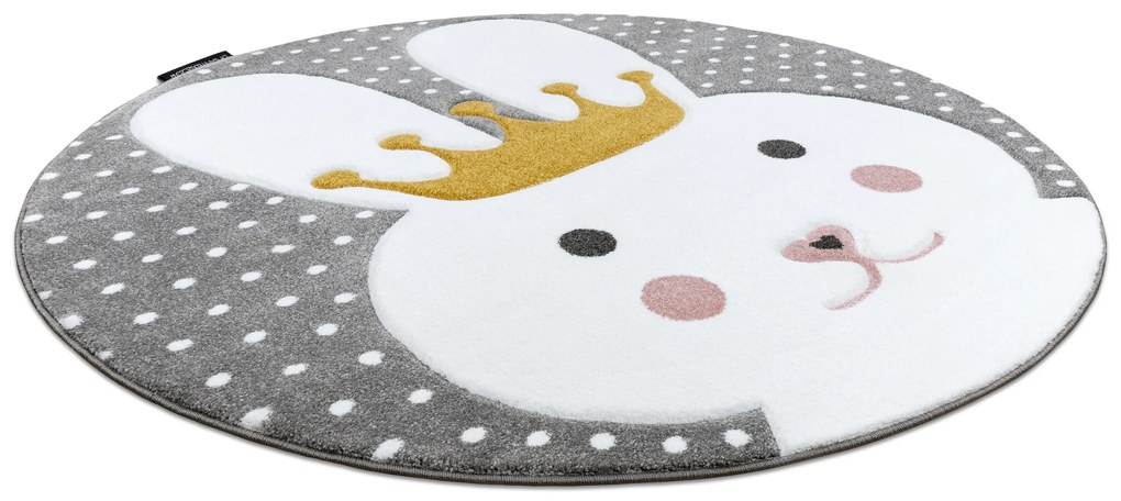 Tapijt PETIT BUNNY KONIJNTJE KONIJN ROND grijskleuring
