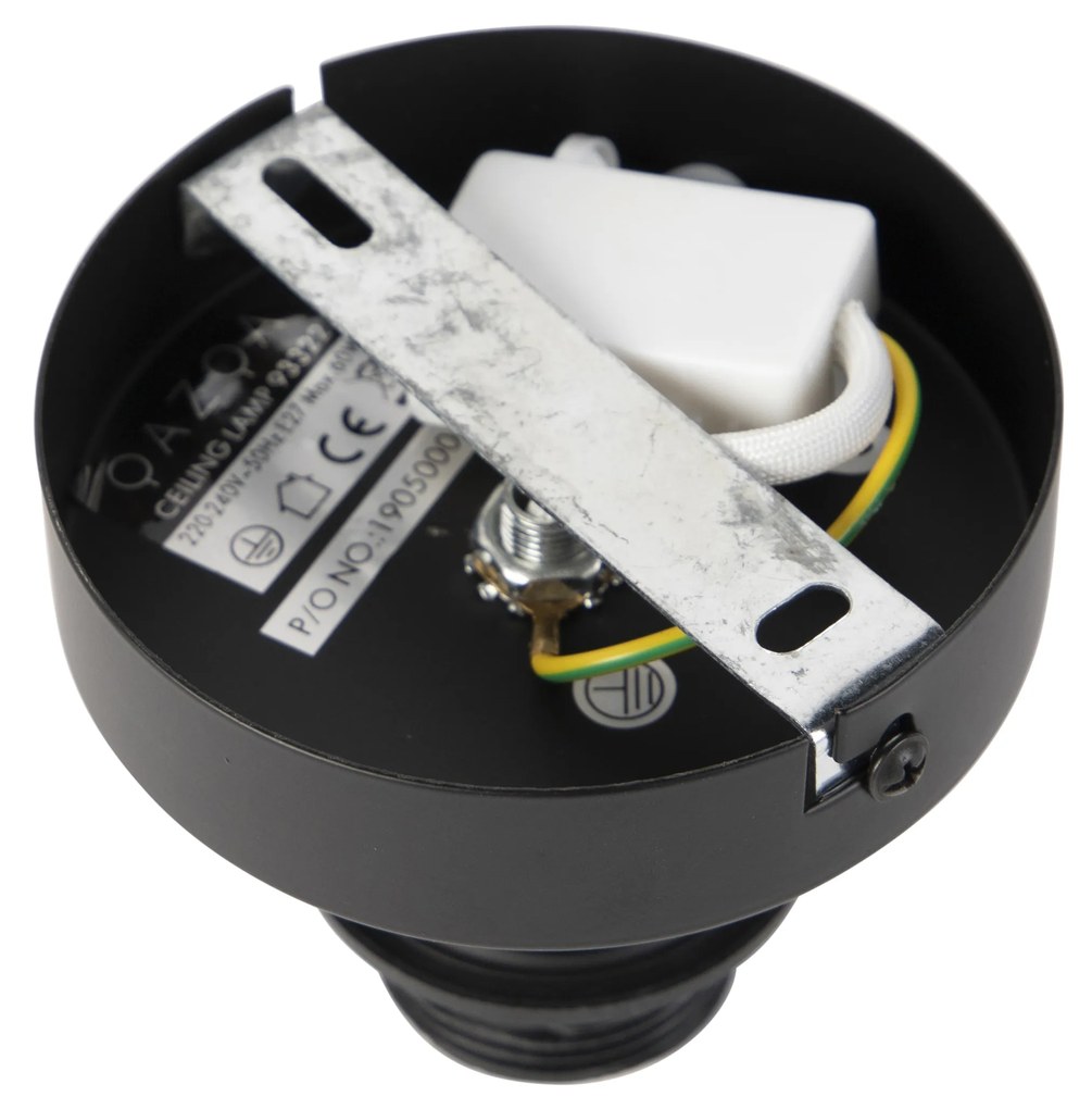 Plafondlamp met katoenen kap zwart met goud 20 cm - Combi zwart